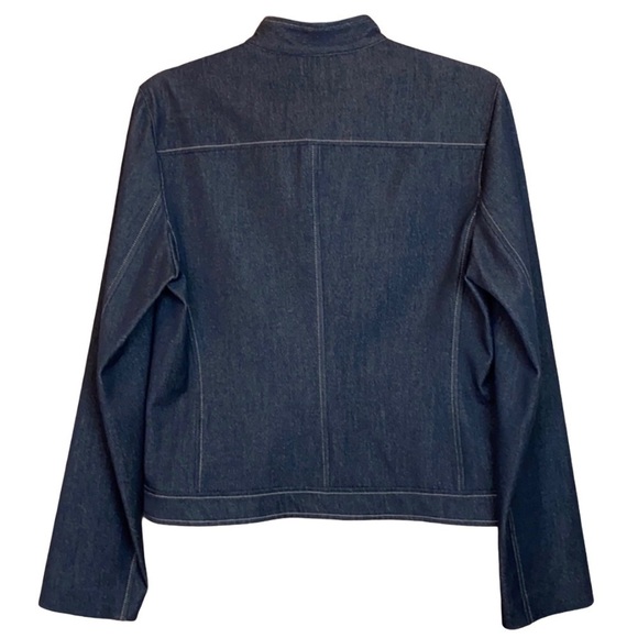 MARGARET M clean lined zippered denim top - Picture 2 of 9